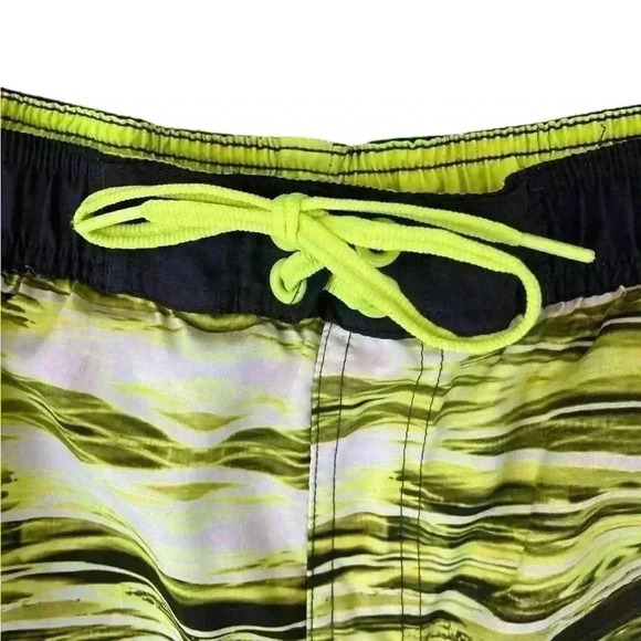 Nike Men’s XL Board Shorts Swimsuit Black and Yellow Neon Drawstring 11” inseam - Picture 6 of 8